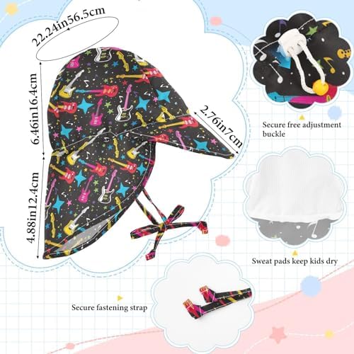 AMmao Colorful Guitar Stars Toddler Beach Sun Hat