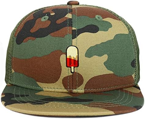 Armycrew Geometry Popsicle Patch Flat Bill Mesh Back Snapback Trucker Cap