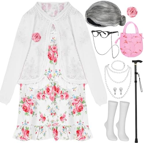 MGparty 100th Day of School Costume for Girls Grandma Starter Kit