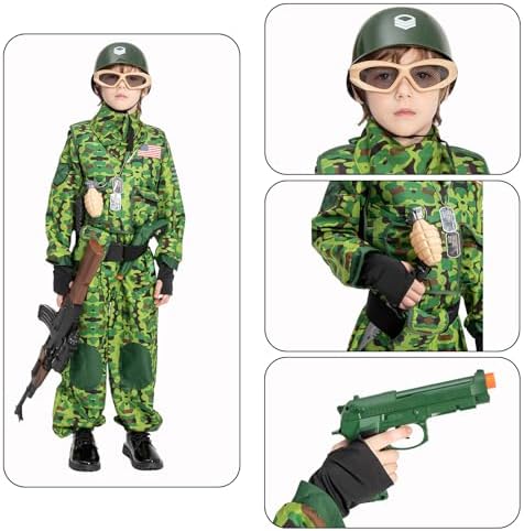 JAZGROM Military Soldier Kids Halloween Costume for Boys Size Chart