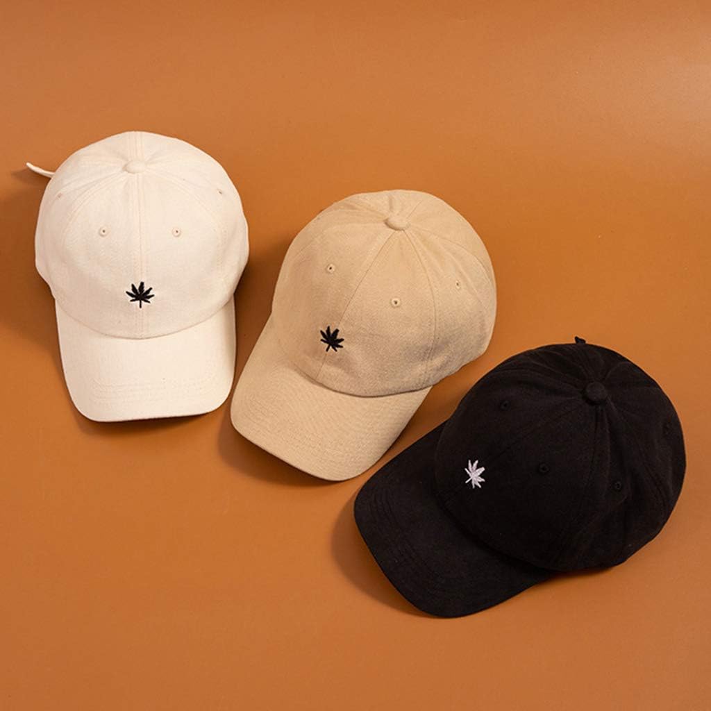 Stylish Sunscreen Cotton Baseball Cap with Embroidered Maple Leaf for Girls