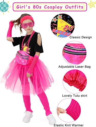 SOMSOC 13-Piece 80s Girl Costume Accessory Set