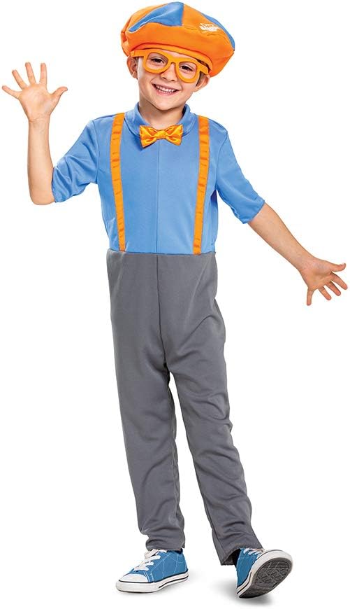 Blippi Costume Kids Toddler Halloween Jumpsuit with Hat and Bowtie