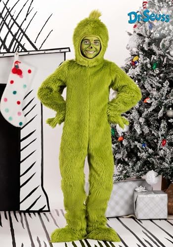 Perfect Dr Seuss The Grinch Costume Open Face Faux Fur