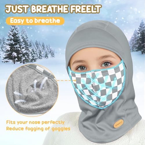 Warm Balaclava Ski Mask with Neck Gaiters for Kids - Best Winter Protection