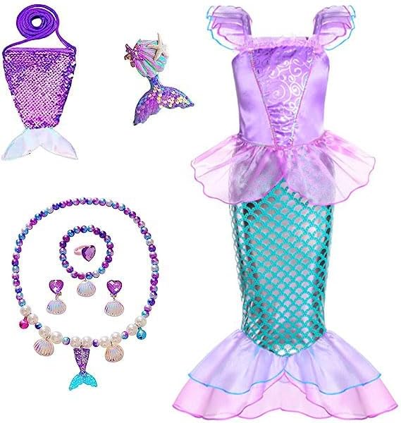 Little Girls Princess Mermaid Costume Dress Up Set