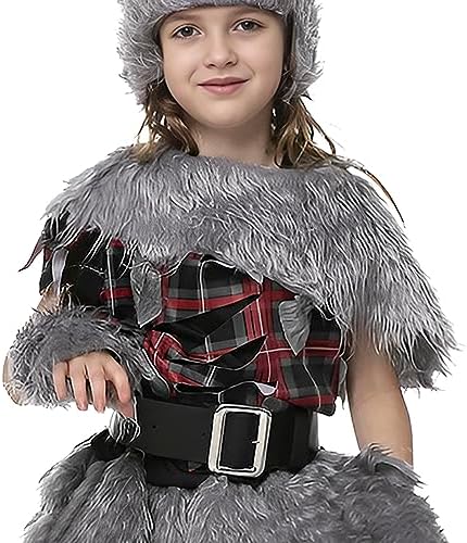 JIAHG Halloween Faux Fur Werewolf Costume Perfect for Kids Cosplay Party