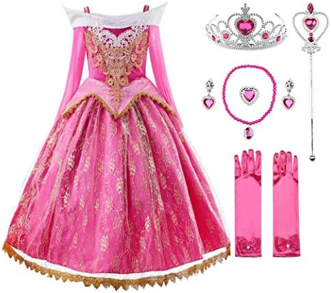 JerrisApparel Girls Pink Princess Costume Halloween Cosplay Party Dress up