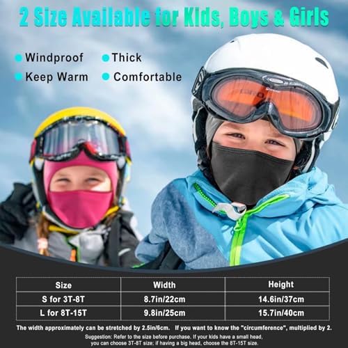 2 Pack Kids Balaclava Face Mask for Winter Ski and Cycling