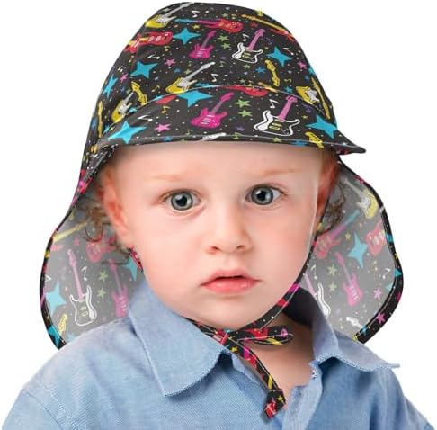 AMmao Colorful Guitar Stars Toddler Beach Sun Hat