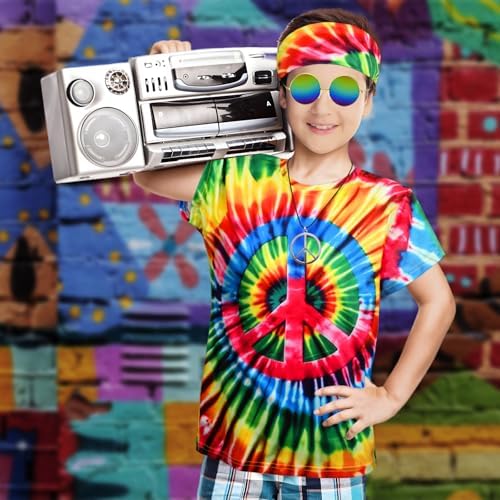 Stylish 4-Piece 60s-70s Hippie Costume Set for Boys