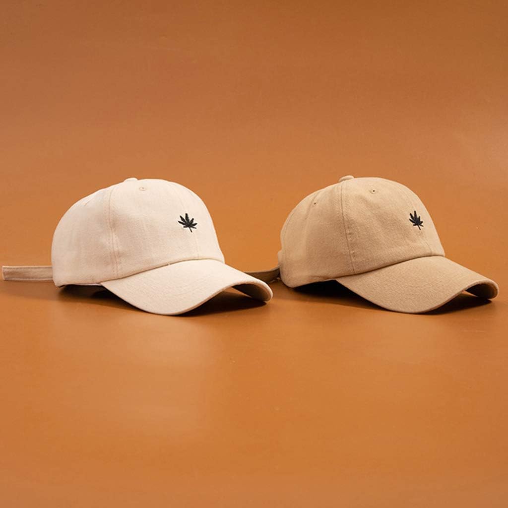 Stylish Sunscreen Cotton Baseball Cap with Embroidered Maple Leaf for Girls
