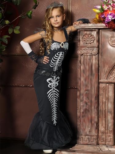 6-Piece Girls Halloween Skeleton Mermaid Costume