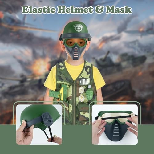 KalaDuck 13-Piece Army Costume for Boys Ages 3-8