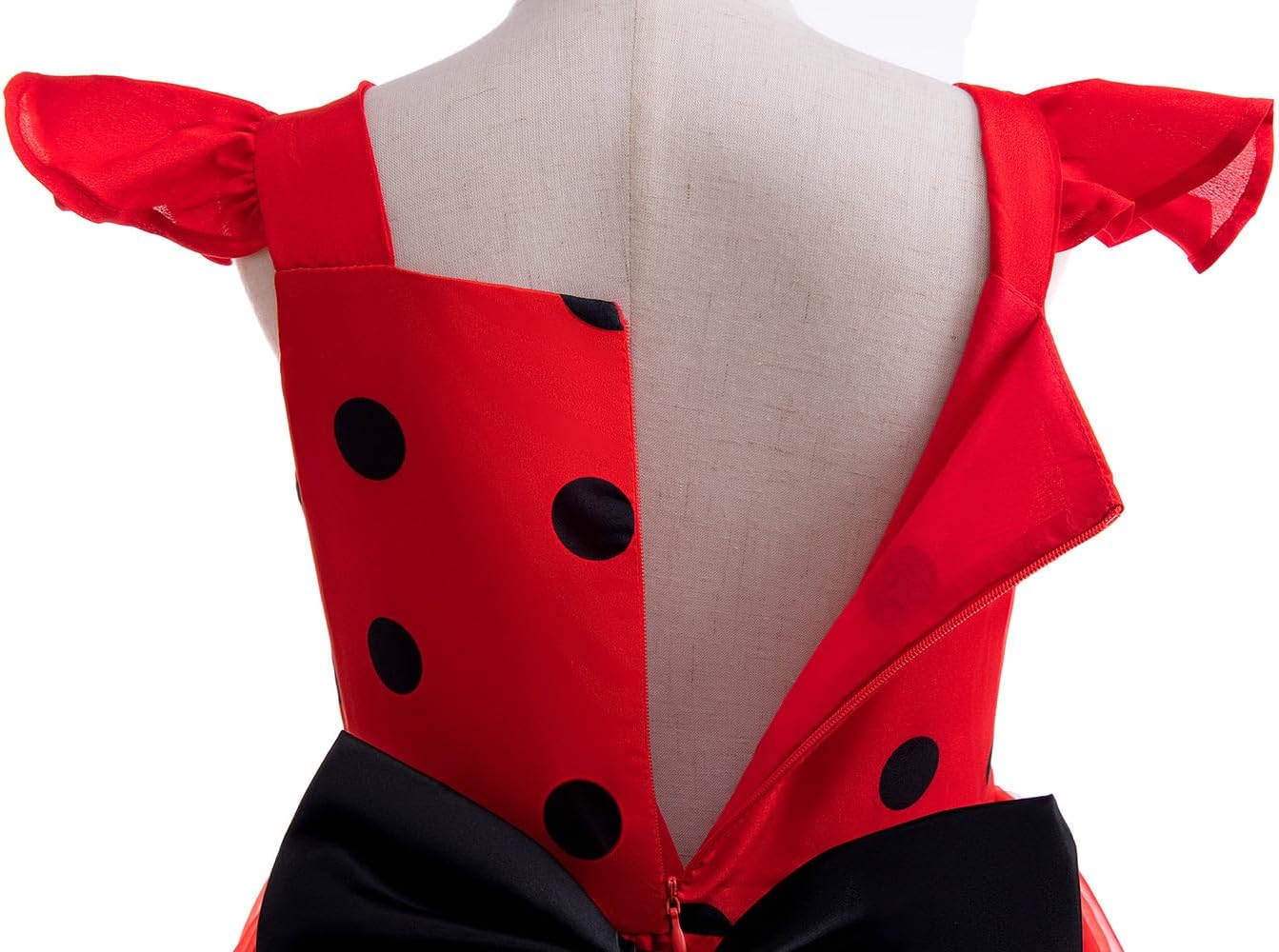 Sgehen Girls Ladybug Costume Puff Sleeve Dress - Halloween Birthday Christmas PartyCostuming Set