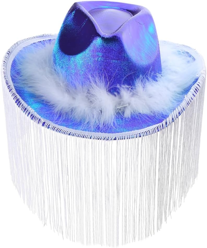 Vintage Cowgirl Hat with Furry Tassels