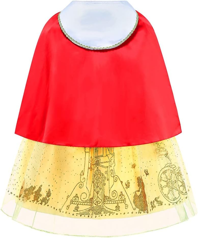 Girls Snow White Princess Halloween Party Dress Up with P cloak Costume