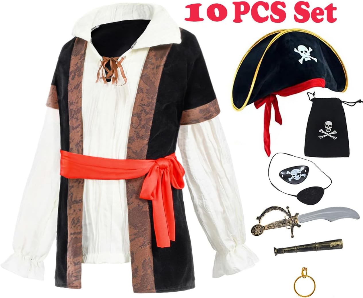 TOGROP Pirate Kids Costume Set 3-12 yrs