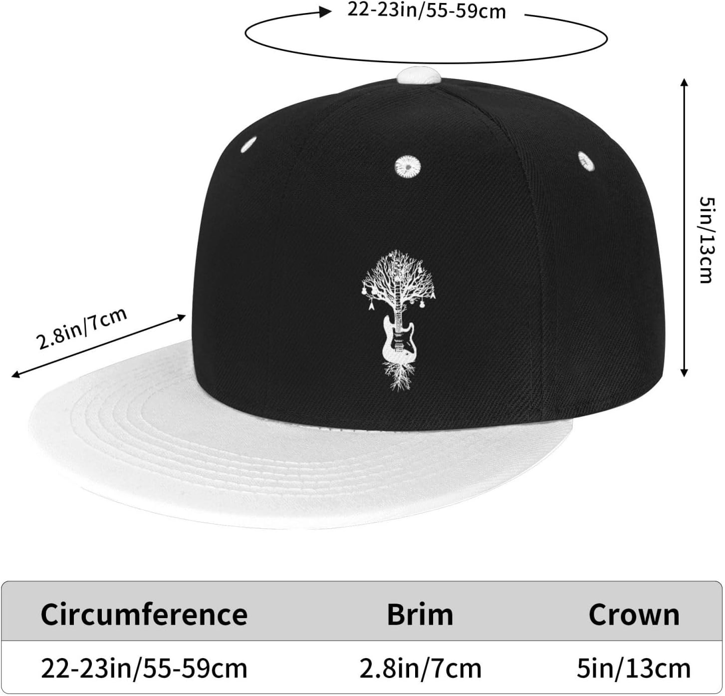 Guitar Tree Graphic Baseball Cap - Unisex White