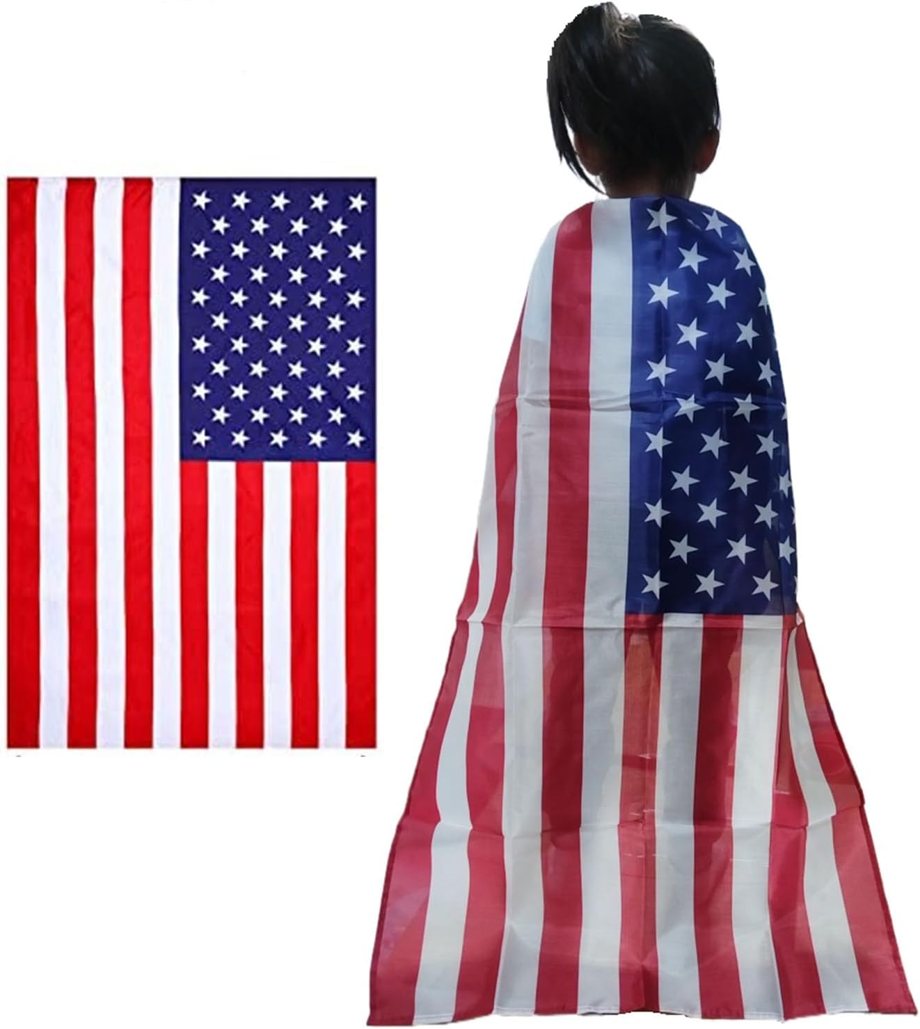 Zhzrche 4th of July Boys American Flag Cape Patriotic Costume