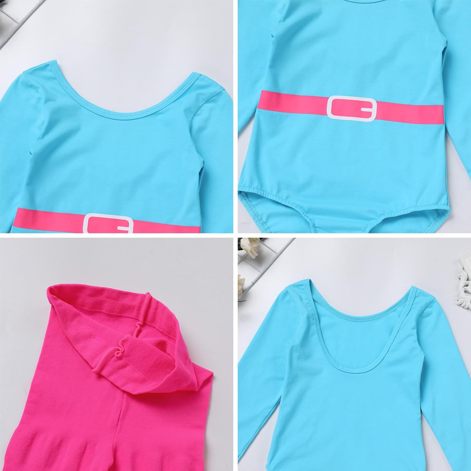 ODASDO 80s Retro Fitness Outfit for Girls Halloween Costume Set