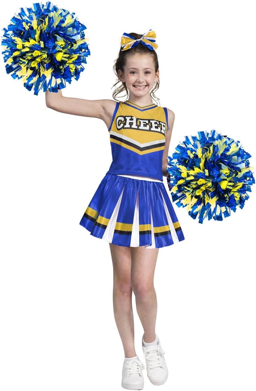 Girls Cheerleader Costume Set with Accessories for Halloween