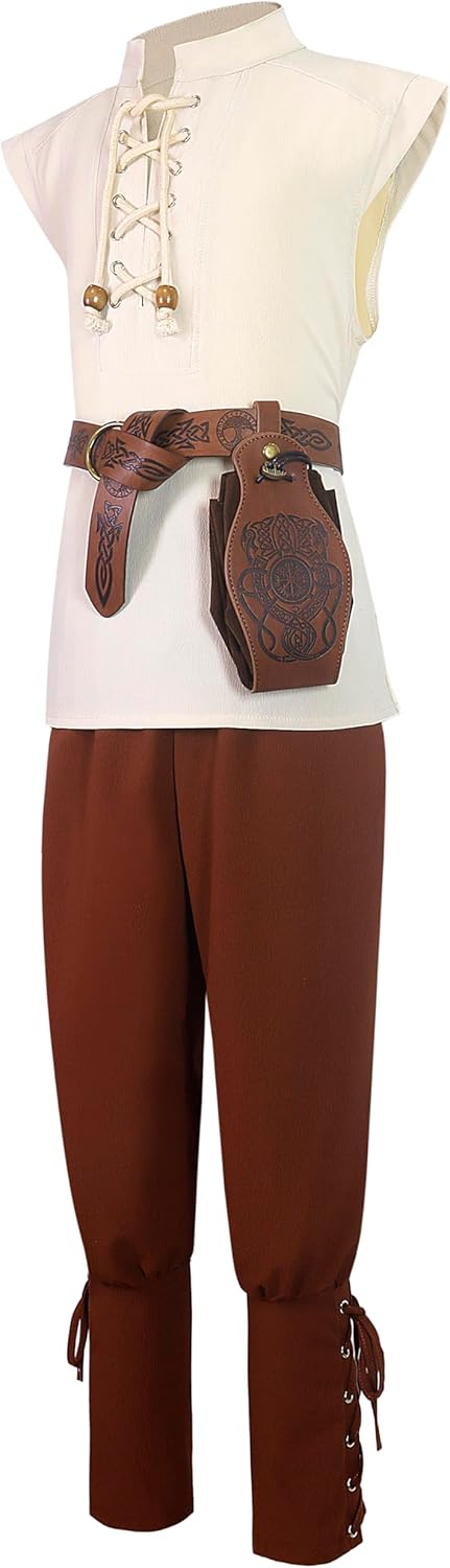 Medieval Kids Pirate Viking Costume - 5-Piece Set for 4-12 Years
