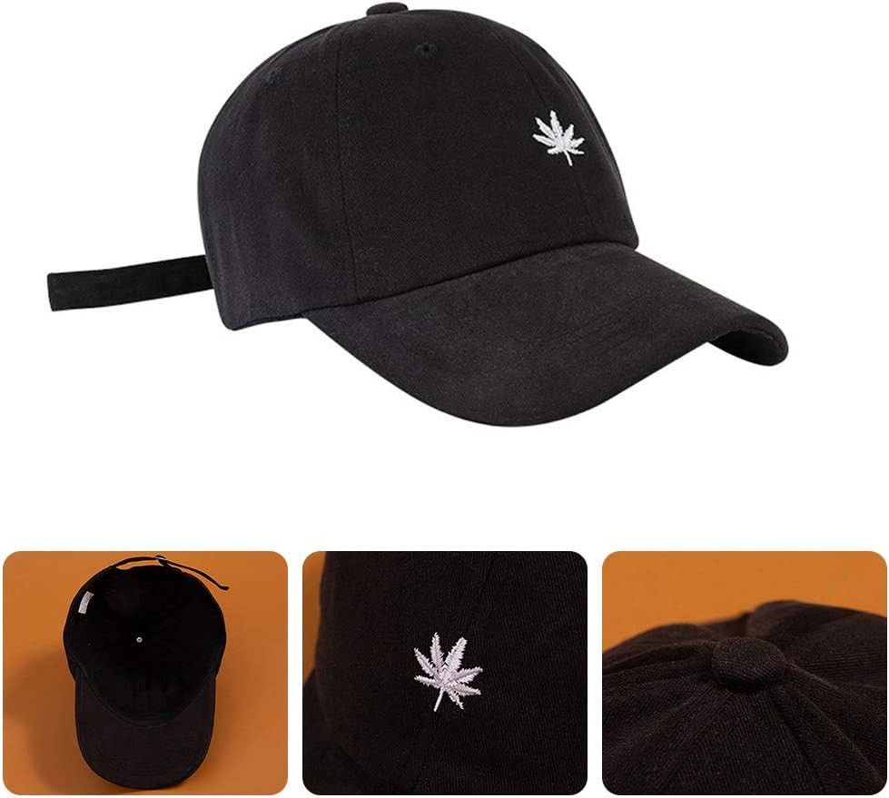 Stylish Sunscreen Cotton Baseball Cap with Embroidered Maple Leaf for Girls