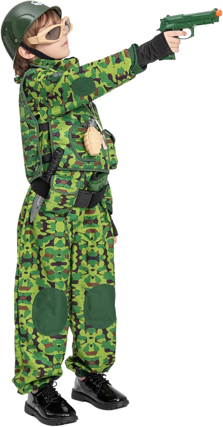JAZGROM Military Soldier Kids Halloween Costume for Boys Size Chart