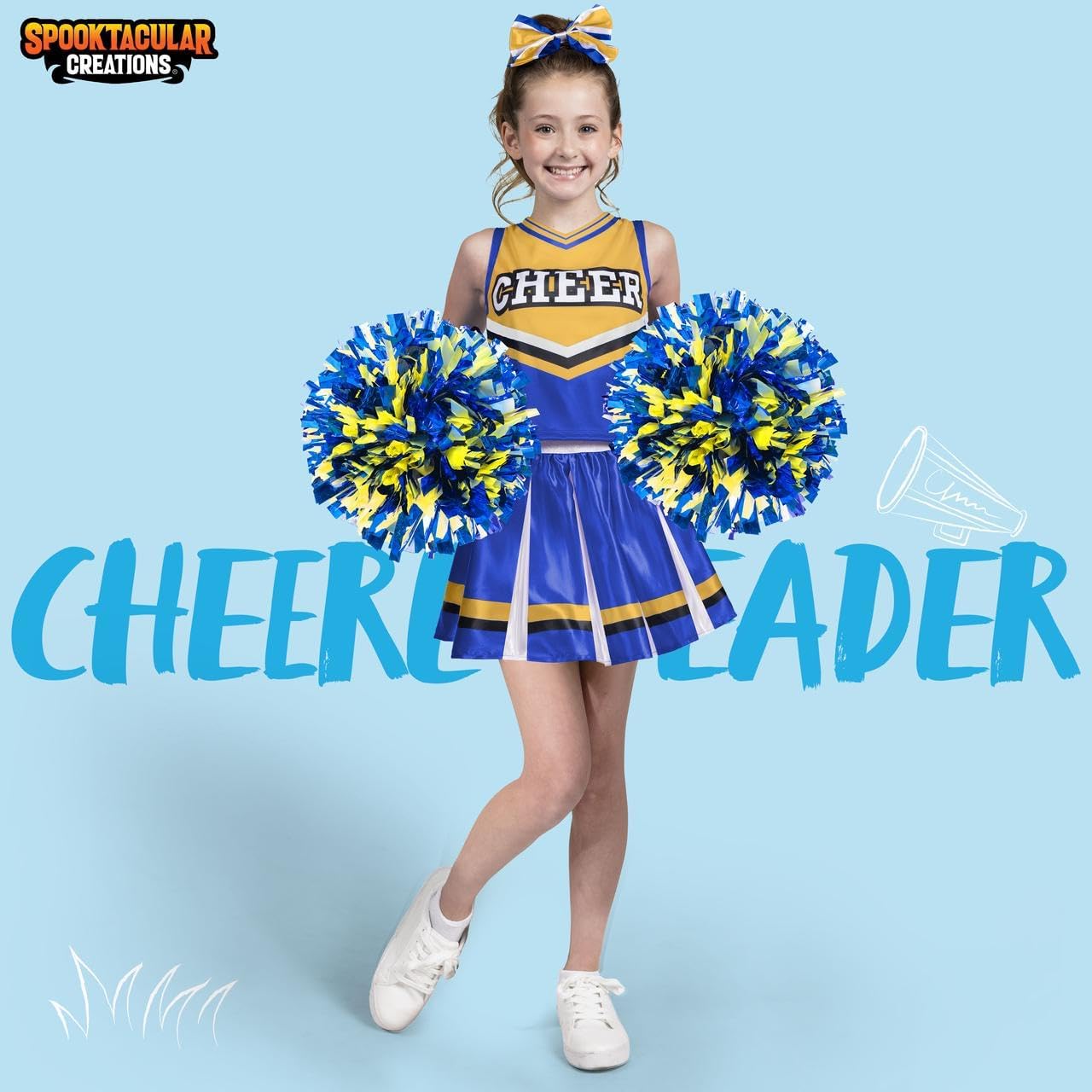 Girls Cheerleader Costume Set with Accessories for Halloween