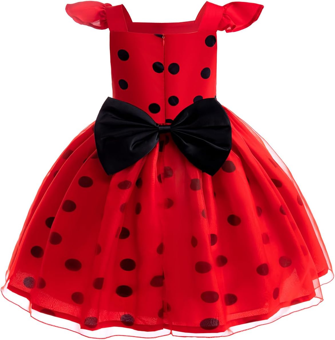 Sgehen Girls Ladybug Costume Puff Sleeve Dress - Halloween Birthday Christmas PartyCostuming Set