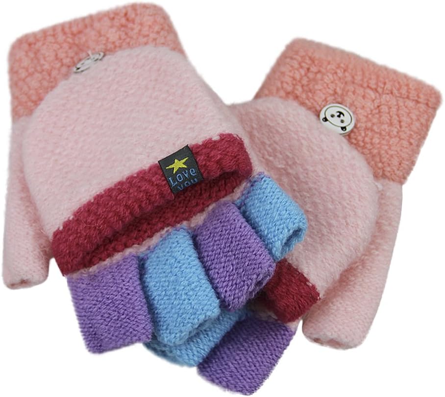 Fun Cartoon Flip Top Gloves for Kids