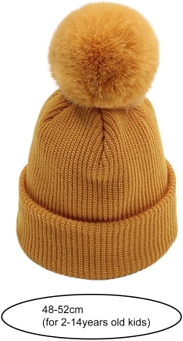 BILKEYU Boys Girls Winter Hats Pom Poms for Kids