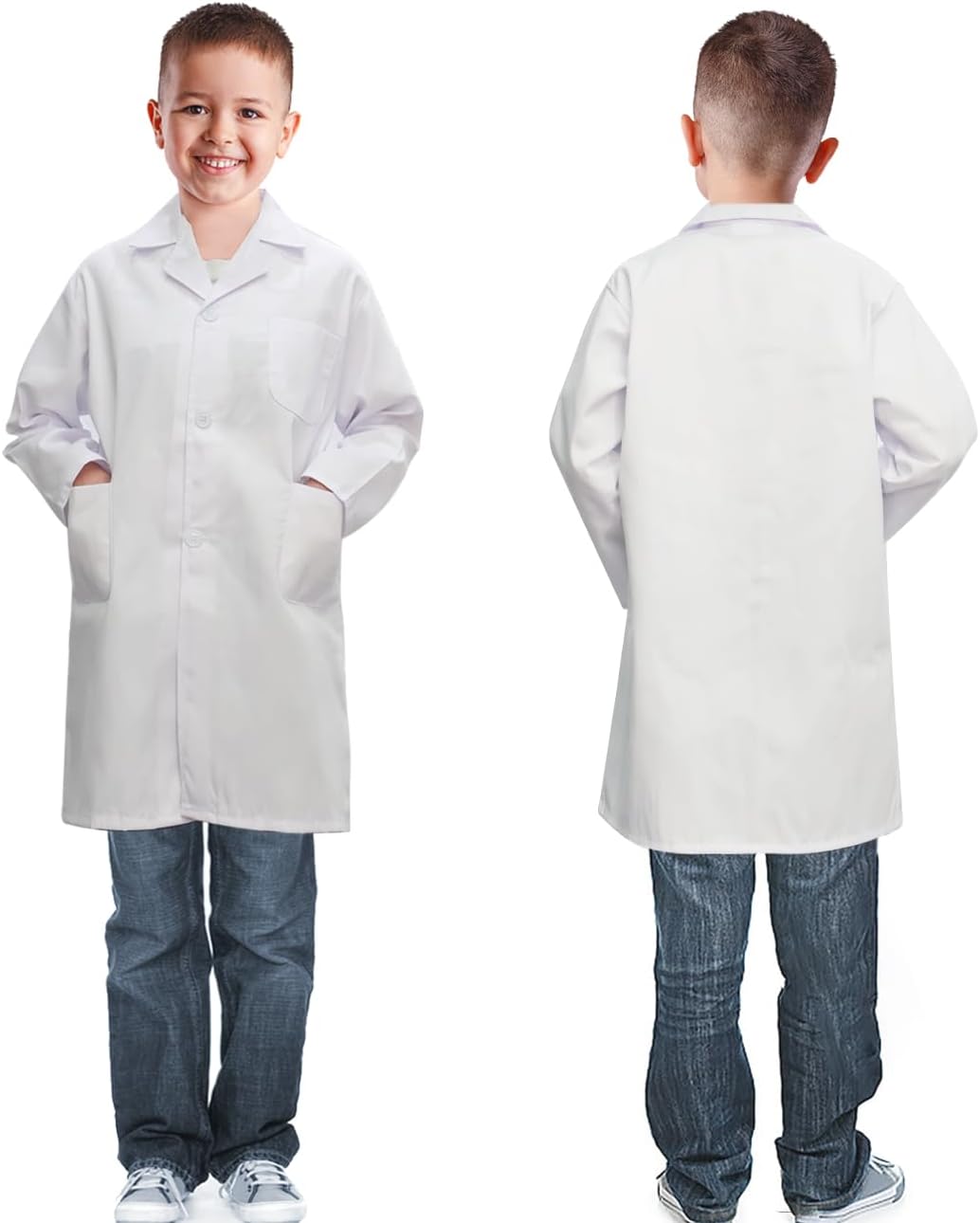 White Doctor Lab Coat for Kids with Stethoscope Costume