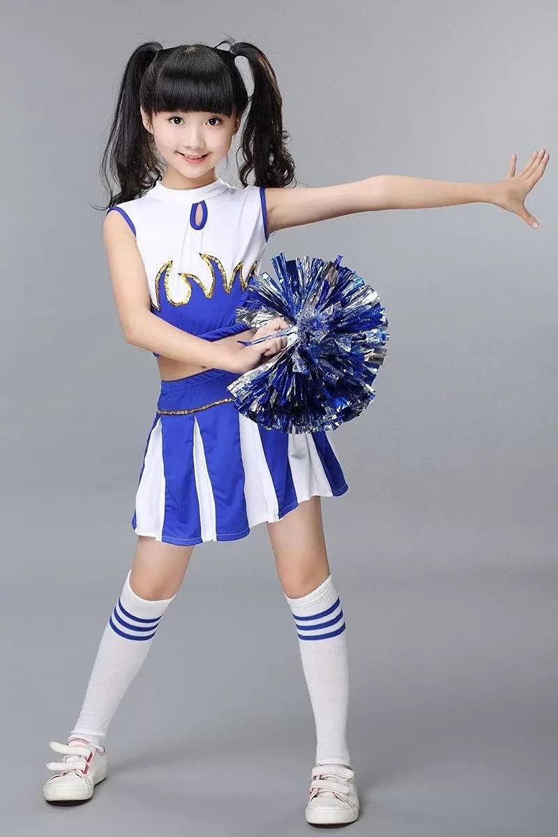 LOLANTA - Girls Cheerleader Set - Pleated Skirt with Pom Poms