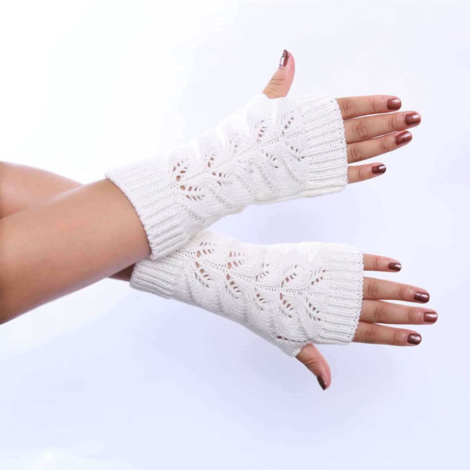 Kids Arm Warmers One Size White Striped Gloves for Toddlers