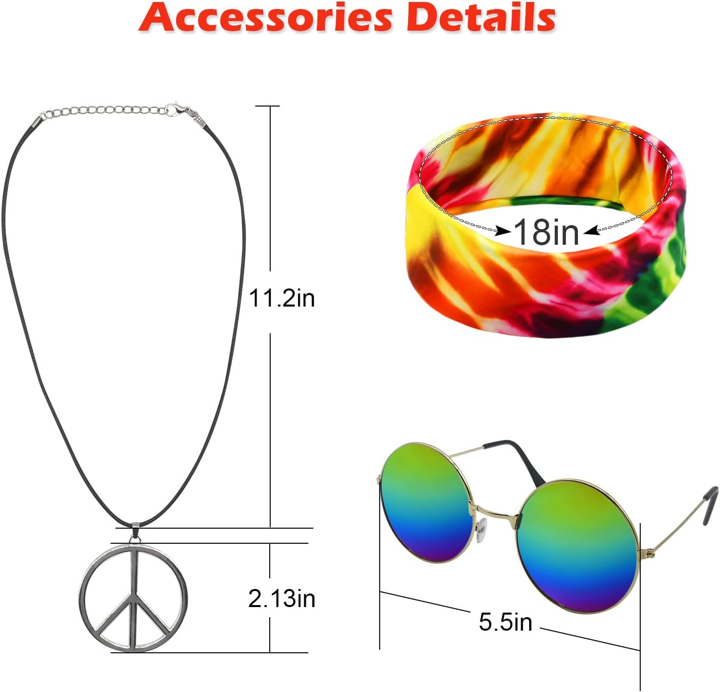 Stylish 4-Piece 60s-70s Hippie Costume Set for Boys
