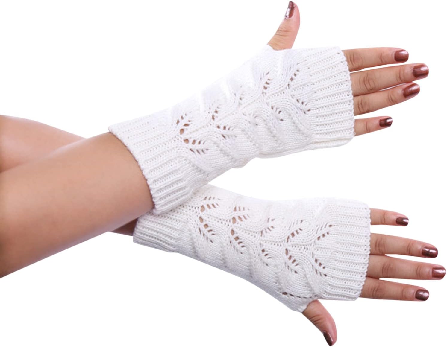 Kids Arm Warmers One Size White Striped Gloves for Toddlers