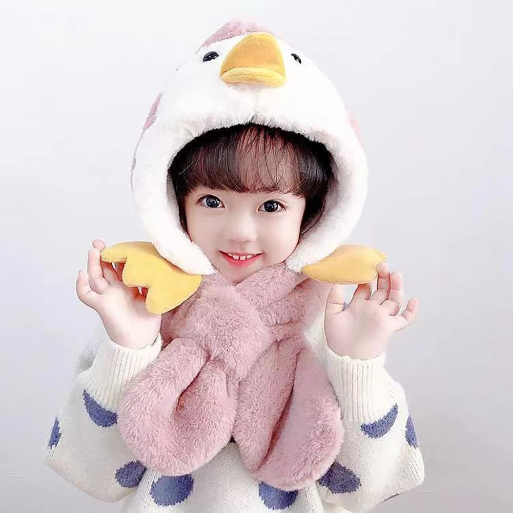 Ztexkee Cartoon Duck Winter Hats Scarves Set for Kids