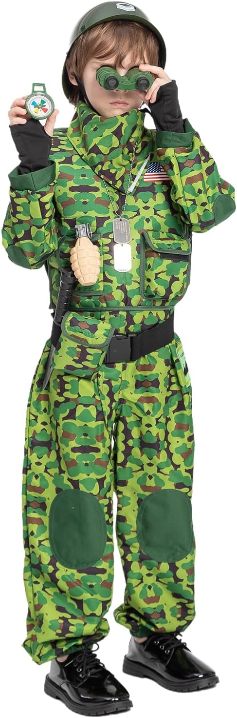 JAZGROM Military Soldier Kids Halloween Costume for Boys Size Chart