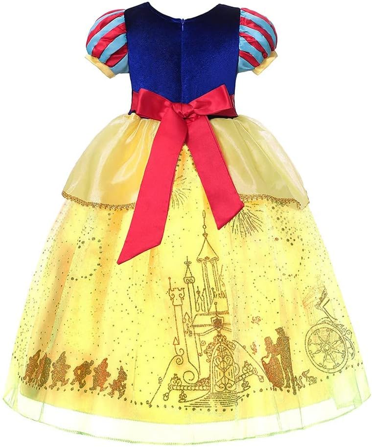 Girls Snow White Princess Halloween Party Dress Up with P cloak Costume