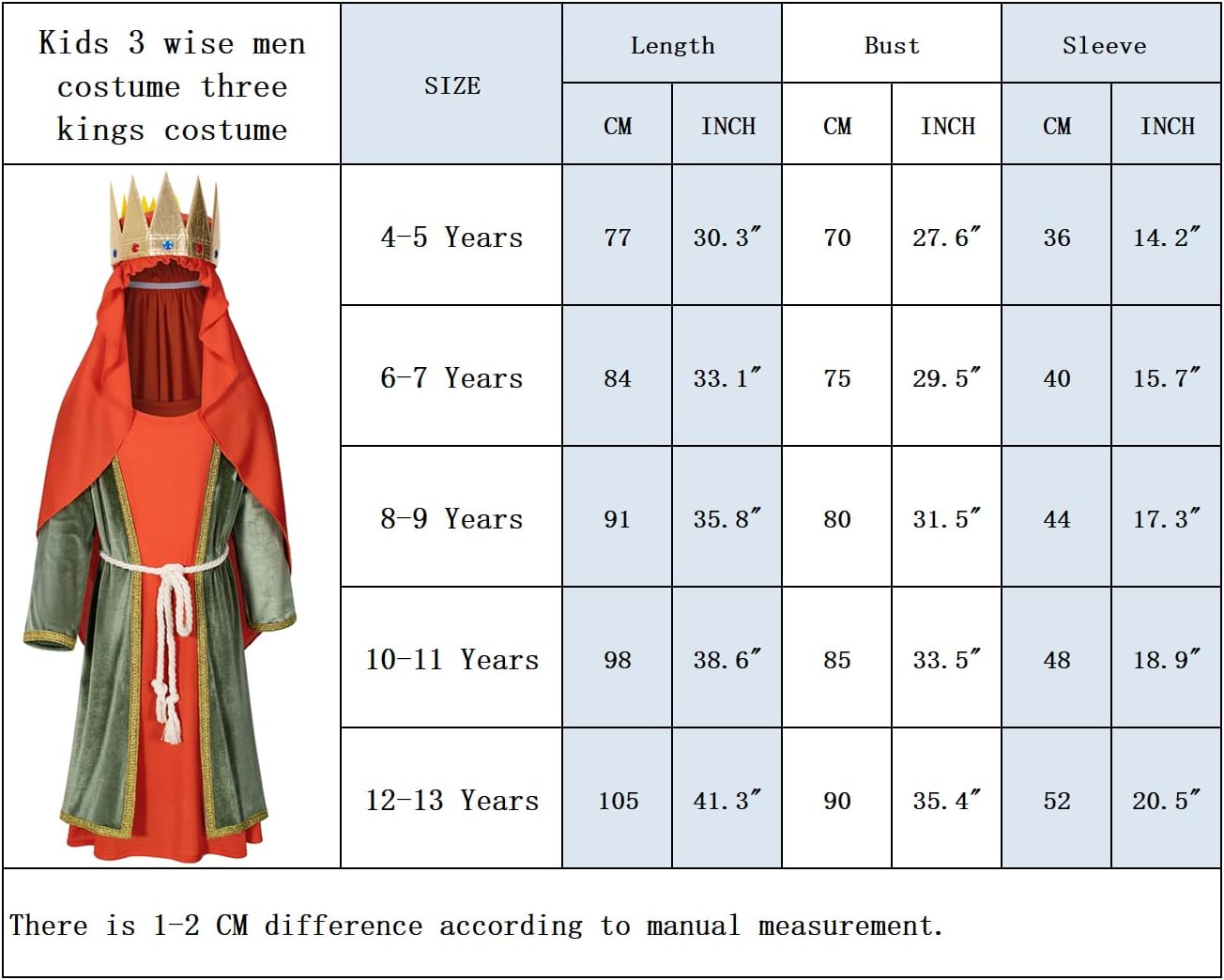 3 Wise Men Kids Costume Set