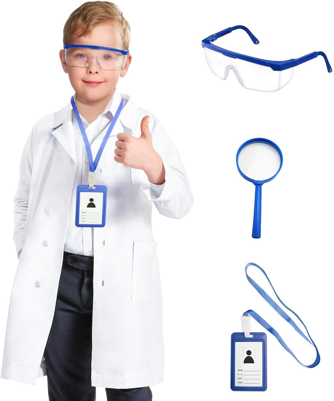 White Doctor Lab Coat for Kids with Stethoscope Costume