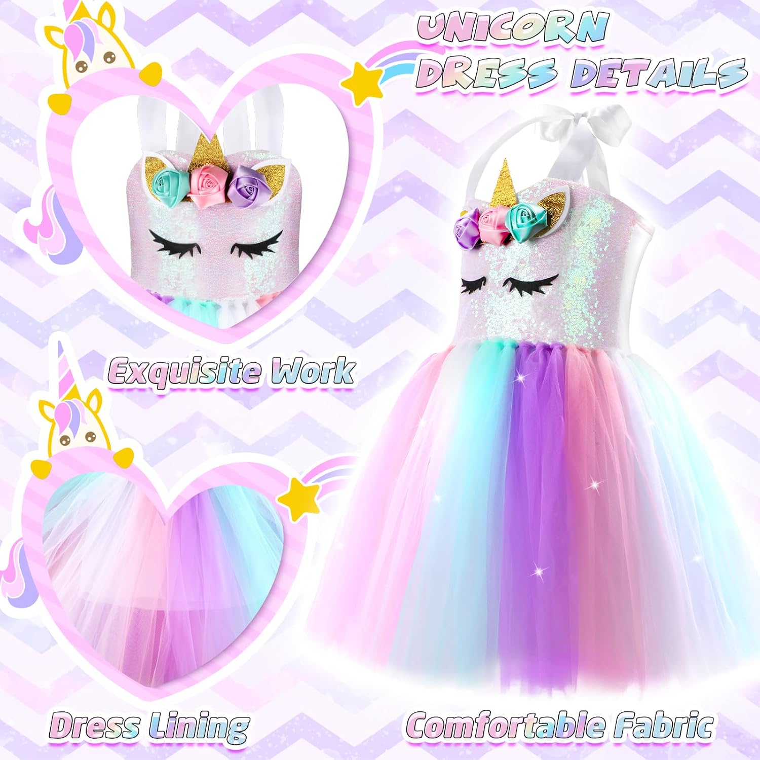 GIFTINBOX Unicorn Princess Dress for Girls