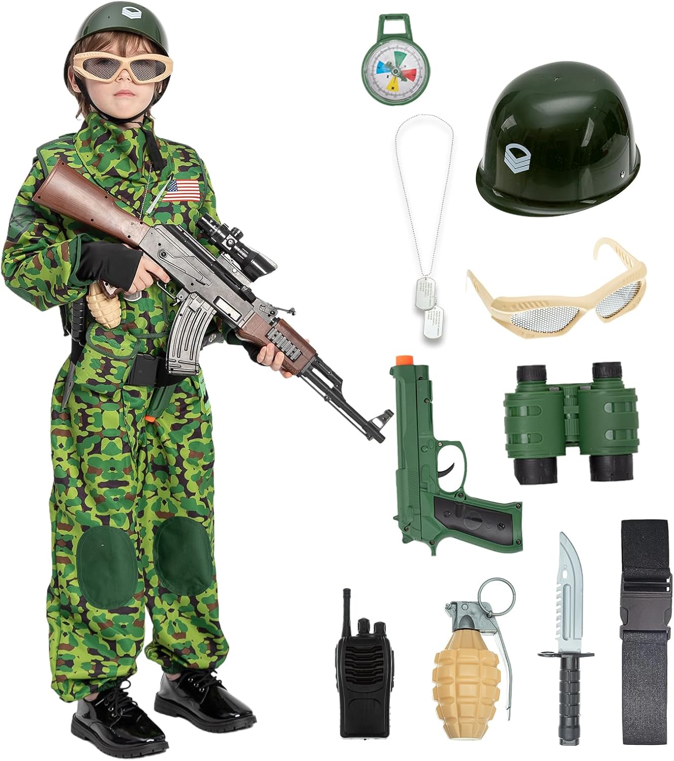 JAZGROM Military Soldier Kids Halloween Costume for Boys Size Chart