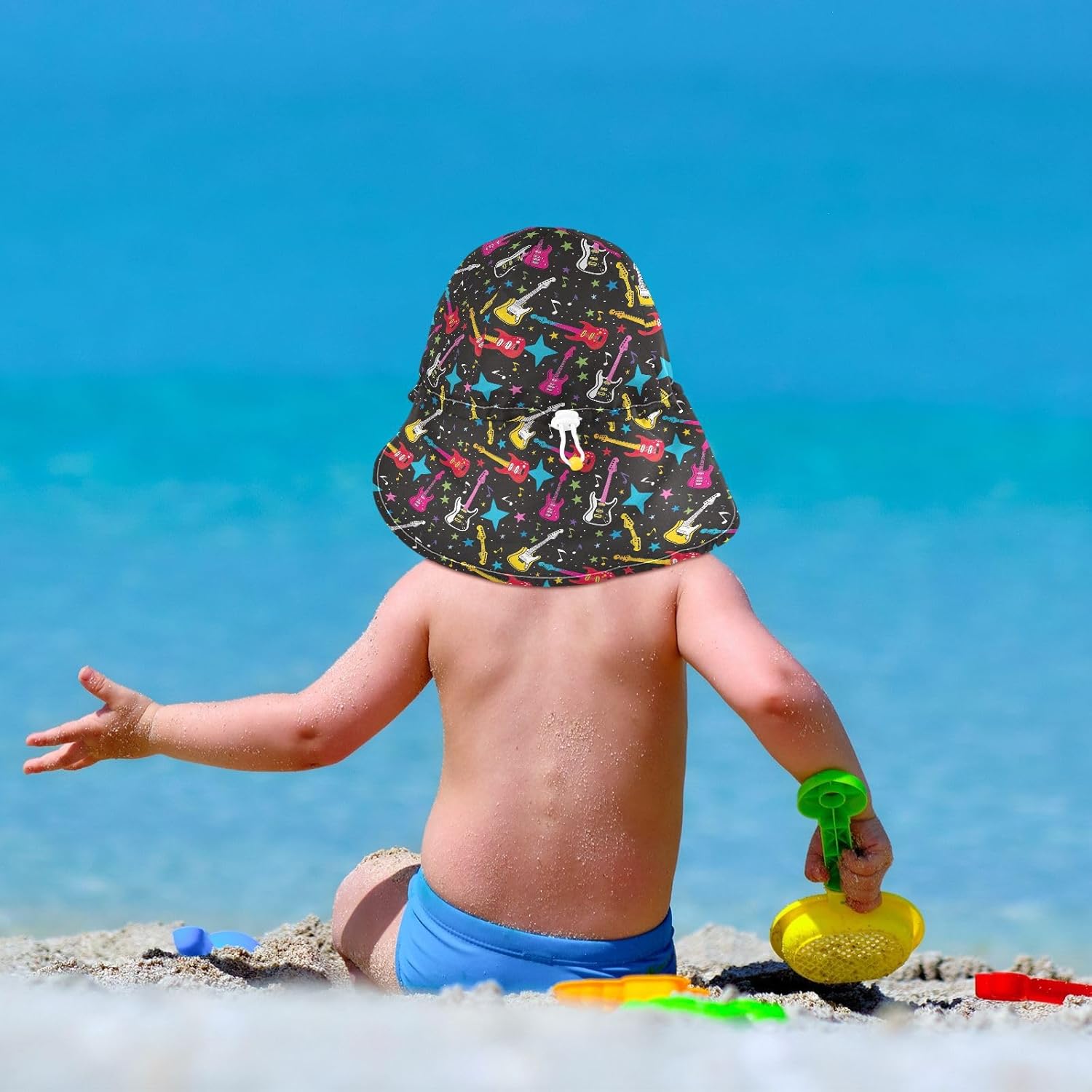 AMmao Colorful Guitar Stars Toddler Beach Sun Hat