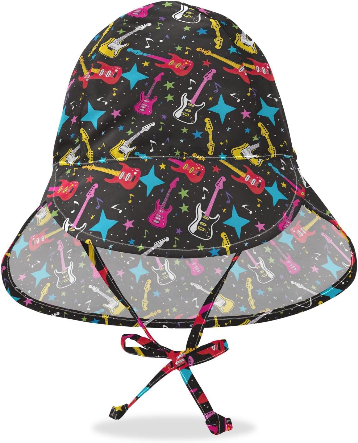 AMmao Colorful Guitar Stars Toddler Beach Sun Hat