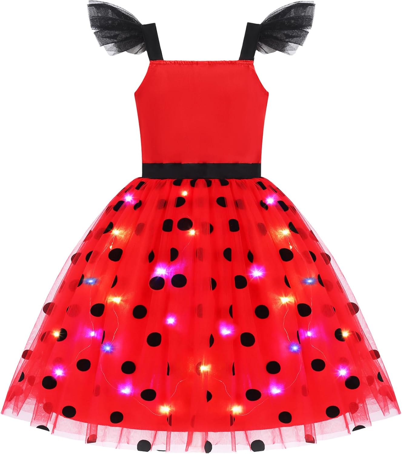 Girls Halloween LED Ladybug Costumes - Light-Up Party Dresses