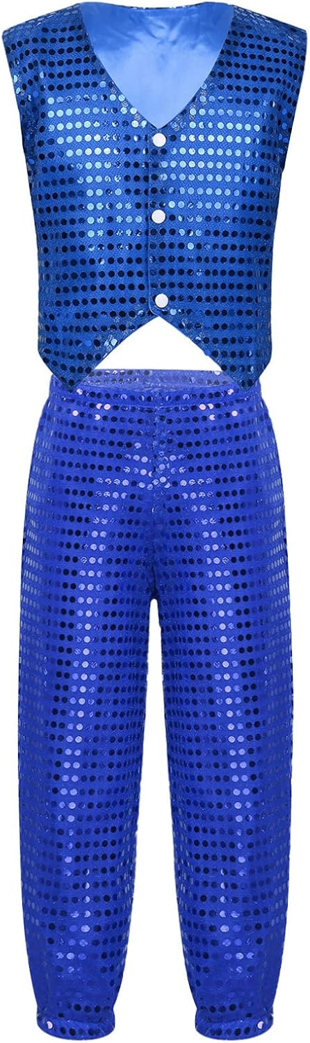 Kids Sequin Hip Hop Jazz Dance Christmas Costume Set