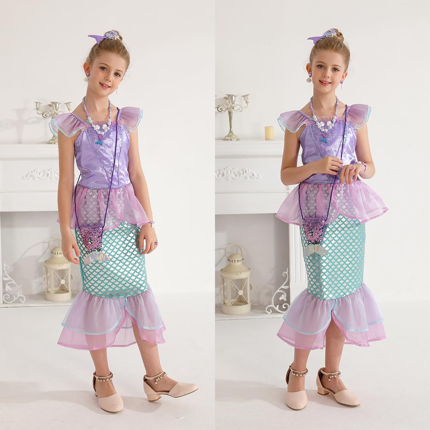 Little Girls Princess Mermaid Costume Dress Up Set